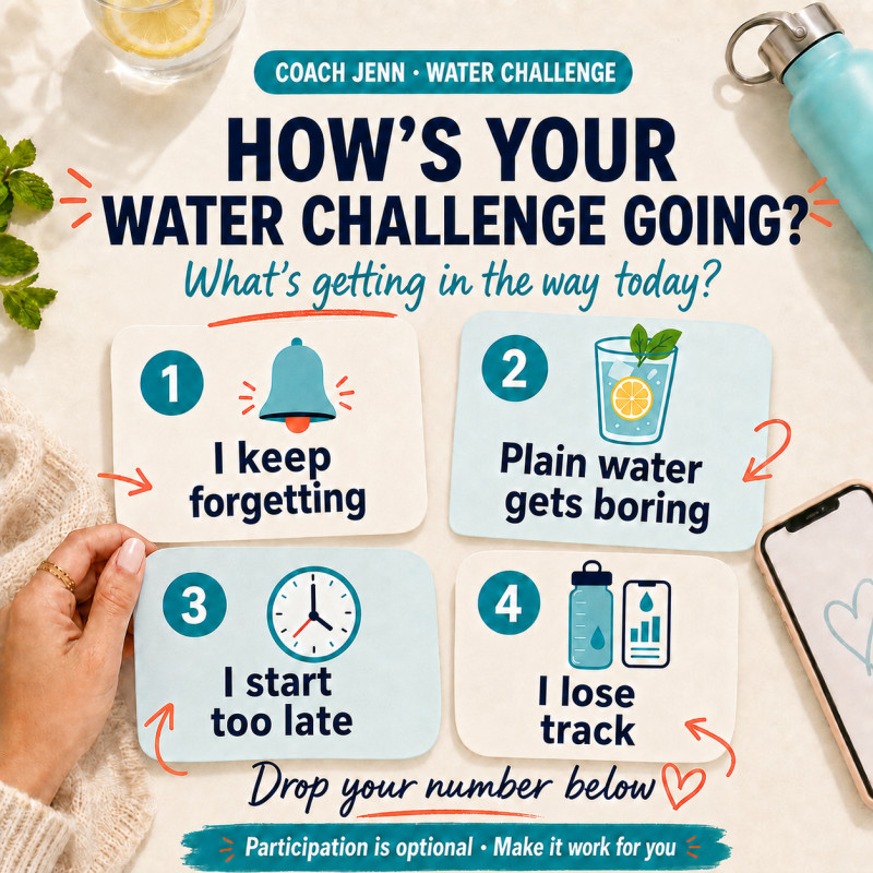 💧 How's your water challenge going?Which number on the graphic is getting in your way today?Try one