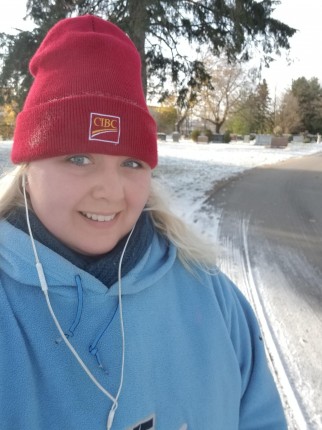 Very cold morning for my jog but I did it. I'm not winning this contest but I'm enjoy the support a