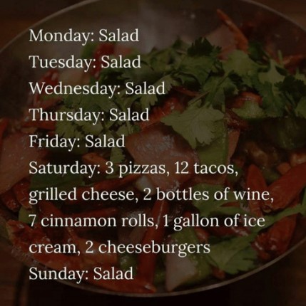 A poor habit I am working on breaking. Don't let your weekend choices ruin your week of hard work! (