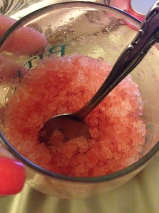 Watermelon granita! Made with fresh watermelon and lime seltzer water! Soooo yummy!