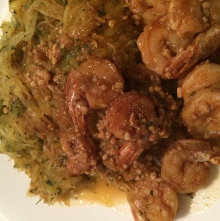 Spaghetti squash and shrimp. So good!