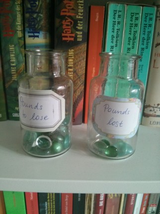 Finally made my own weight loss jar and love the visualisation! :) 6 pounds gone, 42 (hopefully) to