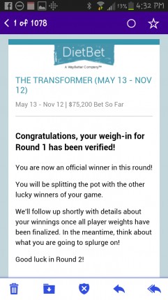Woot! Now I must be careful. ... already hit the goal for round 2!! No more than 12% in a round and