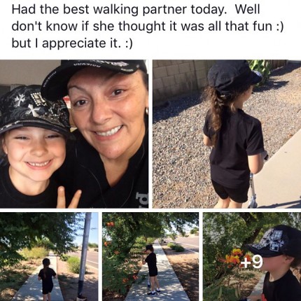 My youngest daughter Shylee, joined me for a walk!!!!!!! Too hot to walk here in Arizona