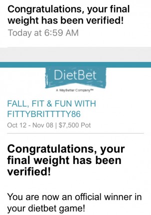Submitted my weight at 1am.... At 6:59 rcvd the final email advising my weight had been verified!!!!