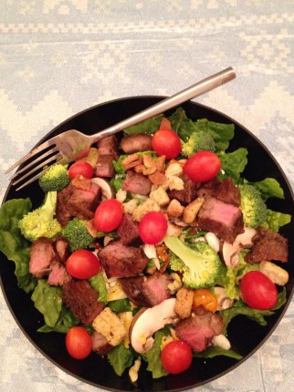 Steak salad for dinner!