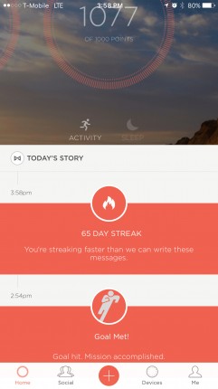 My exercise streak since January 4-- 65 days of 10,000 steps with 1-2 miles of running, 2-4 miles of