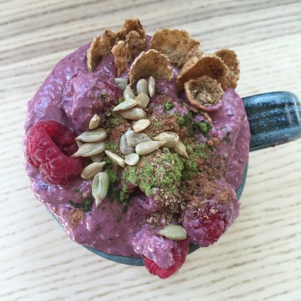 Achievement unlocked. All the 21 day fix containers blended into one delicious smoothie bowl. Yellow