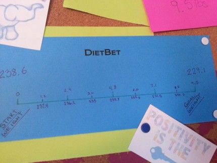 All weigh in and ready to go. I work best with small in between goals and I am very visual so I made