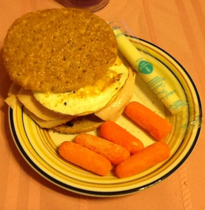 Had to combat this morning's Belgian waffle brunch with an egg white and turkey sandwich for dinner.