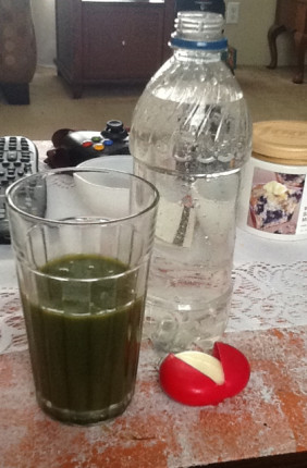 Post work out snack. :) BTW, Bolthouse Farms Green Goodness smoothie is the bomb!