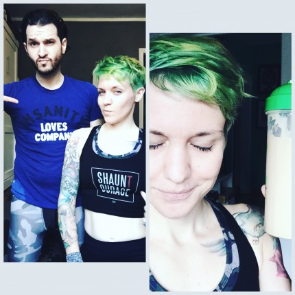 Today's theme is twining. First workout buddy Michael showed up wearing @shauntfitness Swag and ar