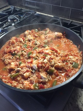 I made the Weight Watchers shrimp and chicken jambalaya recipe for dinner tonight - sooooo filling a