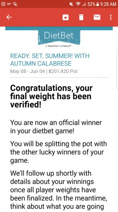 Yay!!! I would splurge but I'm gonna keep going with the weight loss journey! ??